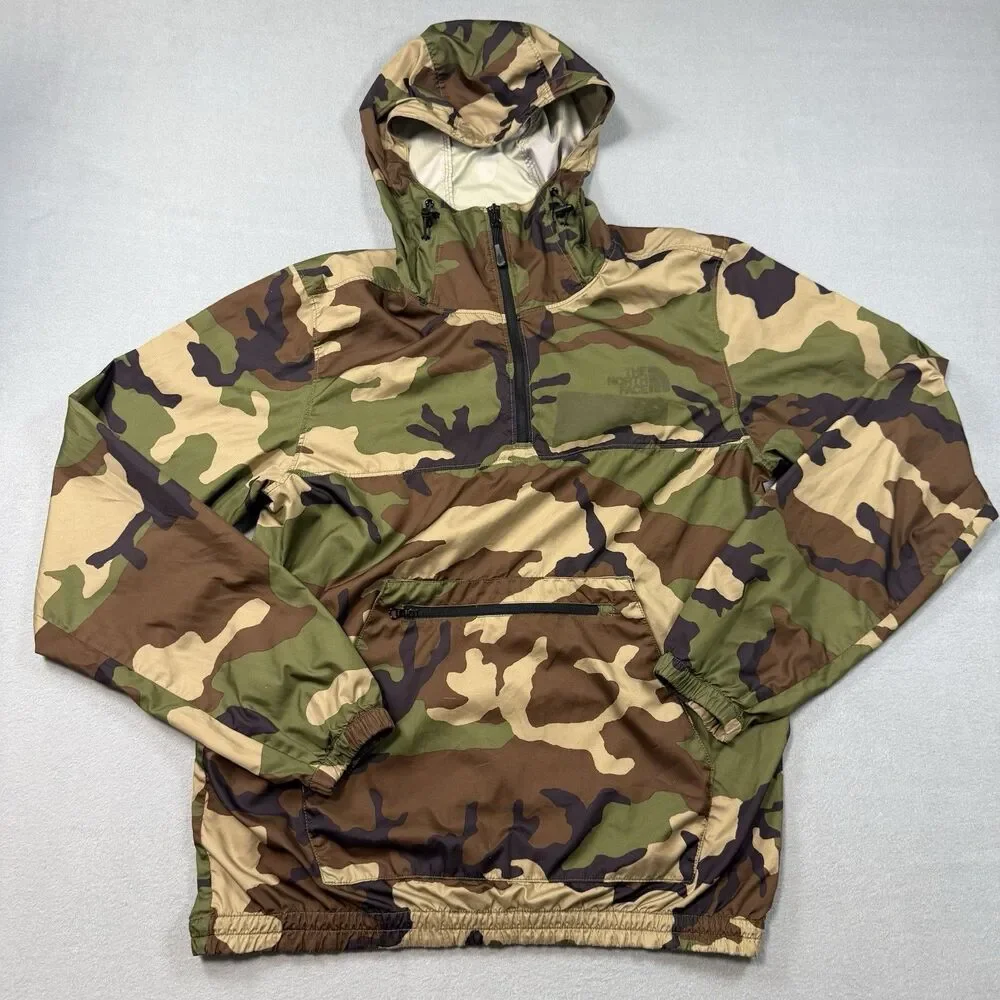 The North Face Camo Anorak Pullover Windbreaker Jacket Men's Small Hooded